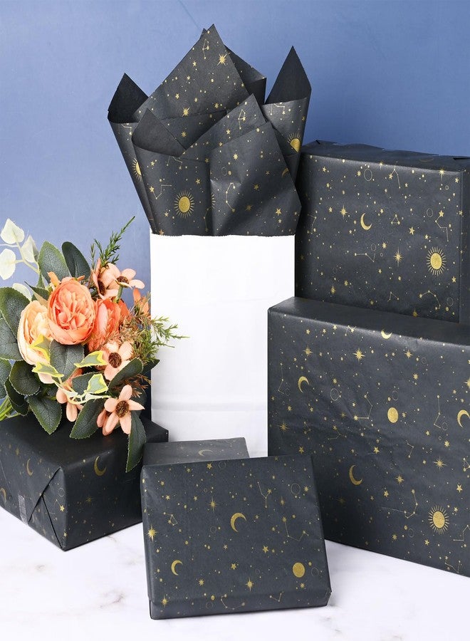 Bolsome 100 Sheets 20 * 14 Inches Galaxy Tissue Paper for Gift Wrapping, Black Gold Moon Star Printed Tissue Paper for Gift Bags for Birthday Christmas Baby Shower DIY Craft - Image 5